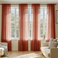 MIULEE 4 Panels Fall Burnt Orange Sheer Curtains 42 x 108 Inches | Light by MIULEE