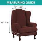 Turquoize Wingback Chair Covers 2 Piece Wing Chair Slipcover Stretch Slipcovers - Image 5