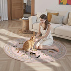 Pink 4Ft Round Dogs Area Rug for Living Room Bedroom | Stain Resistant; Non - Image 2
