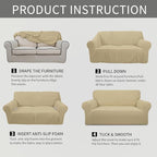 Easy-Going Stretch Loveseat Couch Covers Washable Beige | 1-Piece Loveseat - Image 7