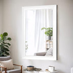 White Wood Mirror for Bathroom, Rectangle Rustic 30 x 40 inch Vanity Mirror for - Image 2