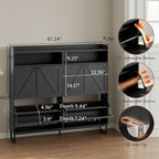 BORNOON Shoe Cabinet with 4 Flip Drawers Narrow Shoe Storage Cabinet Organizer - Image 2