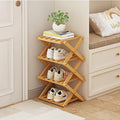Foldable Shoe Rack, Bamboo Vertical Shoe Organizer Tall by XZXWZX