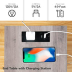 HOOBRO Side Table with Charging Station, End Table with USB Ports and Outlet - Image 6