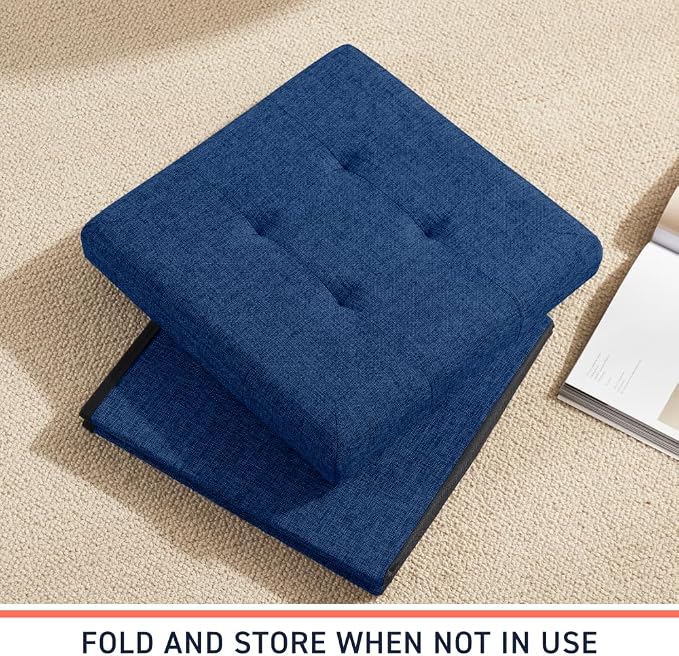 Ornavo Home 2 Pack 15 Inch Folding Storage Ottoman - Image 7