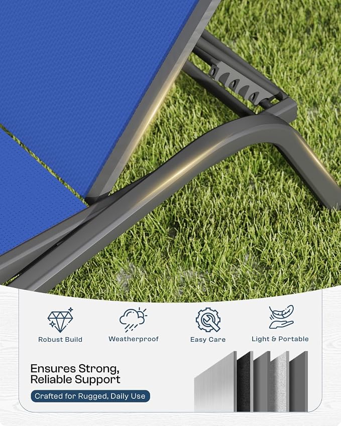 Patio Chaise Lounge Chairs Set of 4, All-Weather Aluminum Pool Loungers - Image 4