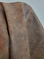NAT Leathers™ | Brown Distressed 2 Tone Oily Faux Vegan Leather Sheet | 5 Yard - Image 4