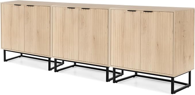 EYYTHUNG Fluted Cabinets with Storage Set of 3, Sideboard Buffet Cabinet with by EYYTHUNG