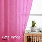 Simplebrand Hot Pink Short Sheer Curtains 45 Inch Length - Image 5