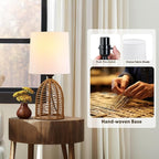 EJIAXIN Rattan Lamp Boho Lamps Set of 2-13.75" Mini Farmhouse Table Lamp Rustic - Image 4