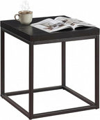 CENSI Modern Square End Table, Extra Thick 1.6" Wood Top & Metal Frame by CENSIFURNITURE