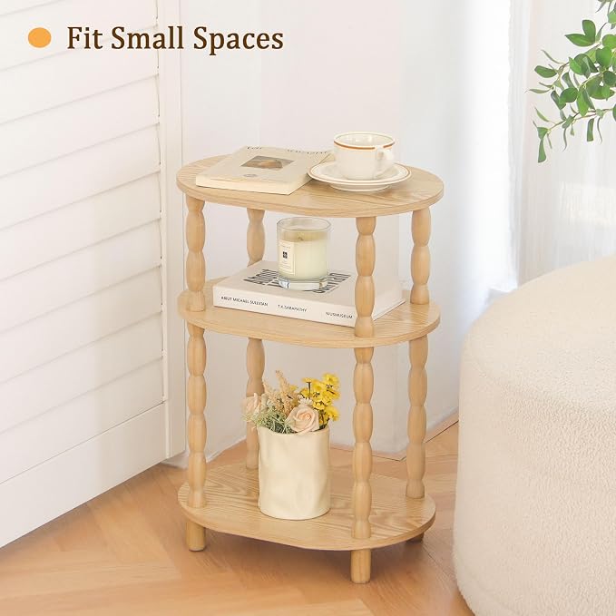 MaxSmeo End Table with Charging Station, Small Oval Side Table - Image 6