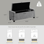 GRAINELL Storage Ottoman Bench, Upholstered Tufted Bedroom Bench - Image 2