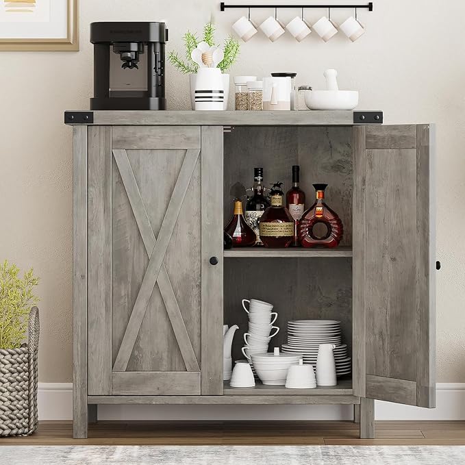 GarveeHome Small Storage Cabinet, Farmhouse Sideboard Buffet Cabinet - Image 3
