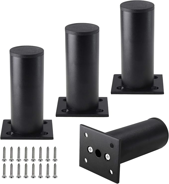 Set of 4 Furniture Legs 4 Inch, Adjustable Aluminum Alloy Cabinet Legs by Kyuionty