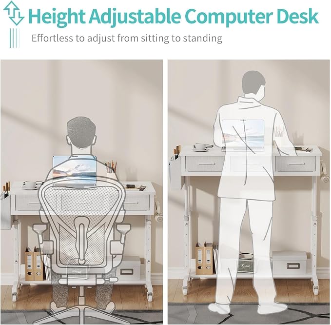 White Portable Rolling Computer Desk - Image 7
