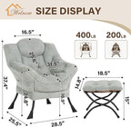 Welnow Lazy Chair with Ottoman, Modern Accent Chair with Armrests and a Side - Image 3