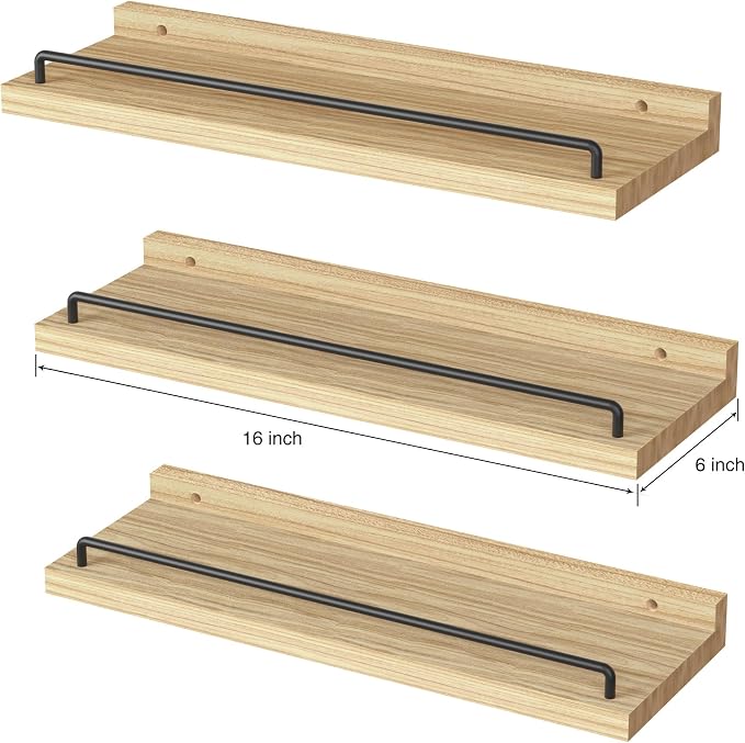RYOFOBETTO Floating Shelves for Wall Decor, Light Brown Wood Shelves for - Image 3