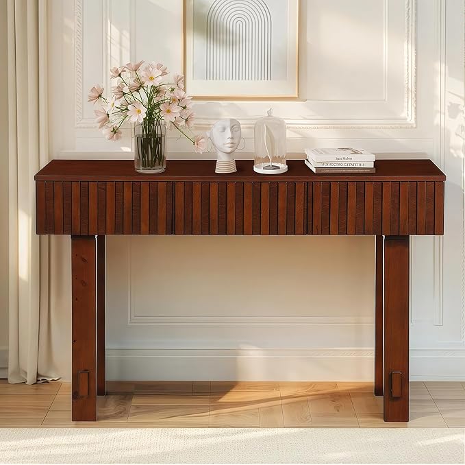 52" Solid Wood Console Table for Entryway, Modern Sofa Table Behind Couch by HMFULE