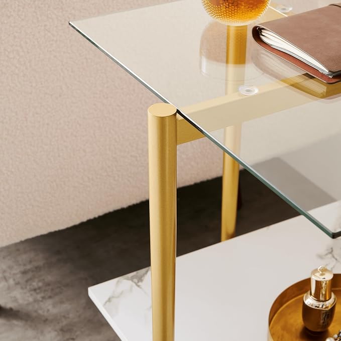 LumFurn Square Glass End Table, Mid-Century Modern Design Sofa Table, - Image 8