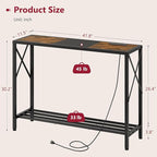 Tajsoon Console Table with Charging Station, 41.8" Entryway Table with Shelves - Image 3