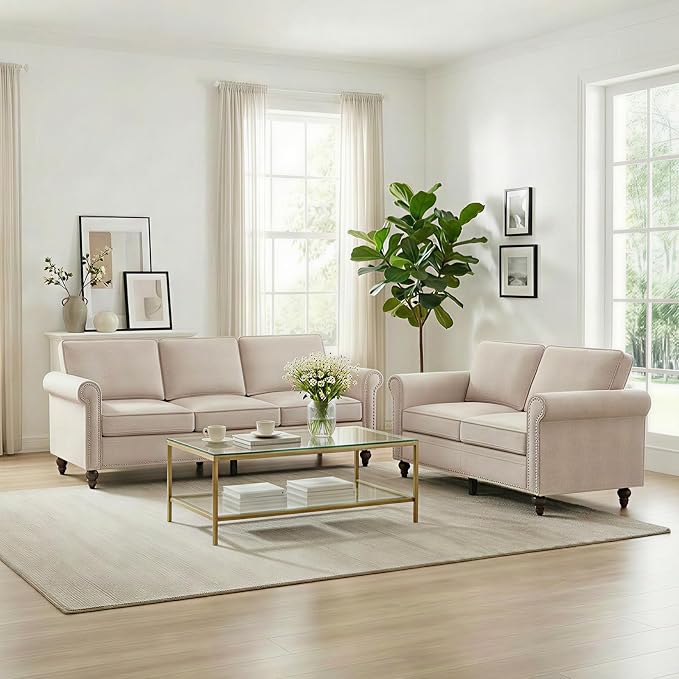 Living Room Sofa Sets 2 Piece, Modern 3 Seater Sofa and Loveseat Couch Sets by RedefiningHomeComfort