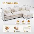 111.4" L-Shaped Cloud Chenille Sofa Sectional Couch - Image 2