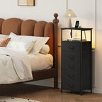 Somdot Black Nightstand with Charging Station and LED Light - Image 2