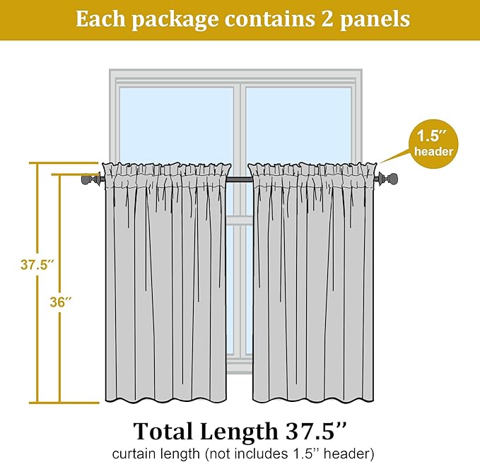 Short White Sheer Curtains 36 Inches 2 Panels Set - Image 4