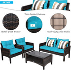 Tangkula 4 Piece Patio Furniture Set, Outdoor Wicker Conversation Set - Image 6