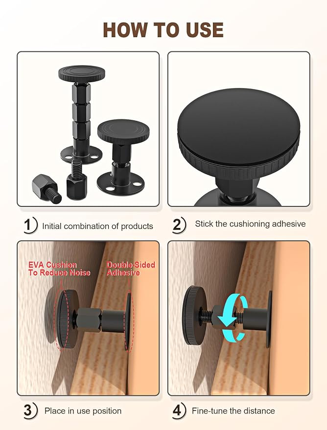 4PCS Adjustable Threaded Bed Frame Anti-Shake Tool, Upgraded Headboard stoppers - Image 4