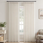 96 Inches Long Pinch Pleated Semi Sheer Curtains, Birch Linen Blended Light - Image 9