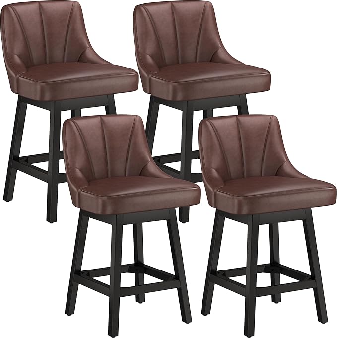 YaFiti Swivel Bar Stools Set of 4, 26 Inch Counter Height Bar Stools by YaFiti