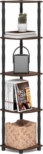 Furinno Turn-N-Tube Storage Shelves, 5-Tier Corner Book Shelf, Standing Corner by Furinno-FitsYourSpaceFitsYourBudget
