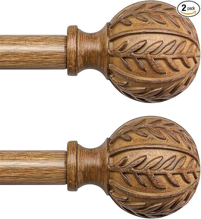 QDWIS 2 Pack Boho Wood Curtain Rods by Unknown