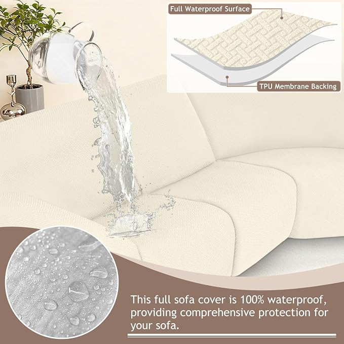 ALIECOM 100% Waterproof Recliner Sectional Couch Covers L Shape Stretch Corner - Image 4