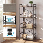 Tangkula 3-Tier Industrial Bookshelf, 16.5" Width Wooden Open Bookcase - Image 7