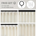 Topfinel 102 Inch Curtains 2 Panels Set, Two Packs Pinch Pleat Back Tab Linen - Image 2