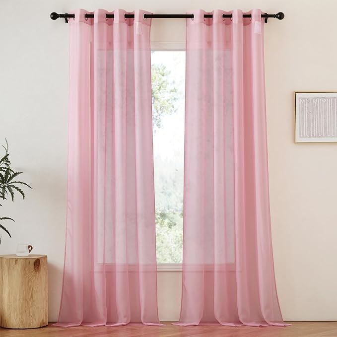 NICETOWN Soft Sheer Pink Curtains 96 inches Long by NICETOWN