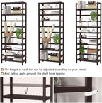 Homykic 6-Tier Bamboo Bookshelves and Bookcases, Adjustable 63.4”Tall Shallow - Image 6