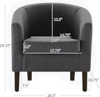 BELLEZE Living Room Chairs Set of 2, Linen Round Accent Barrel Chairs, Club Tub - Image 3