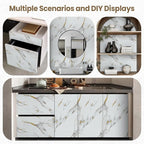 practicalWs Glossy Marble Wallpaper Peel and Stick White/Gold Granite Contact - Image 8