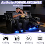 Power Recliner Sofa Set, Breathing Leather Reclining Couch Set, Home Theater - Image 4