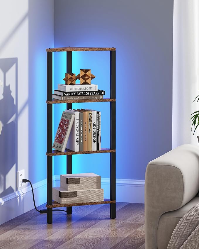 TUTOTAK Corner Shelf, 4-Tier Corner Bookshelf - Image 6