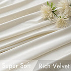MIULEE Velvet Curtains 52x84 inches 2 Panels Ivory Room Darkening Curtains | - Image 4