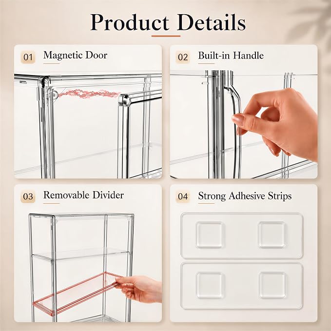 Attelite Acrylic Display Cases for Collectibles, 2 Pack 3 Layer Clear Display - Image 4