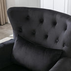 Mid Century Modern Accent Chair Upholstered Armchair Comfy Velvet Tufted - Image 4