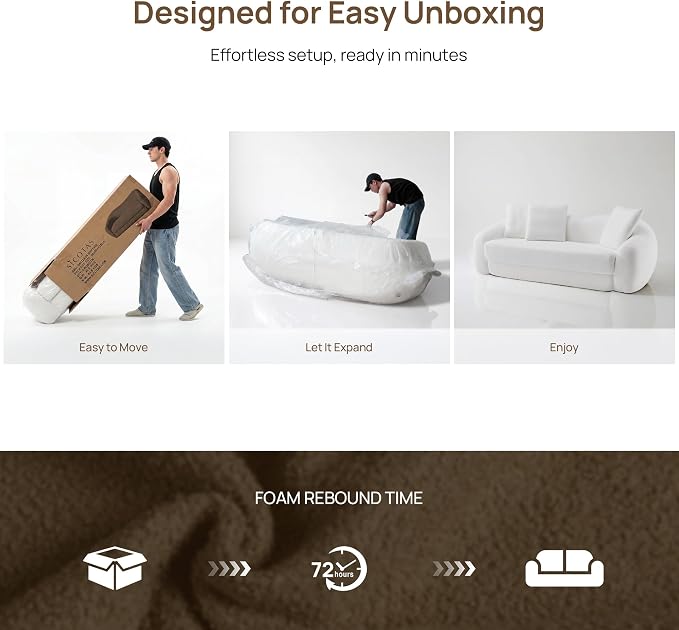 SICOTAS 90.6" Curved Convertible Sofa Couch Bed - Image 6
