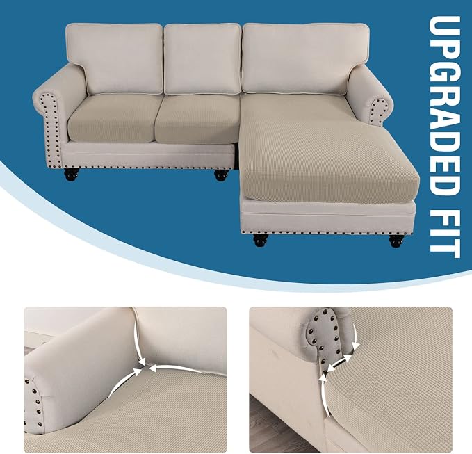 H.VERSAILTEX Sectional Couch Covers 3 Pieces Sofa Seat Cushion Covers L Shape - Image 7