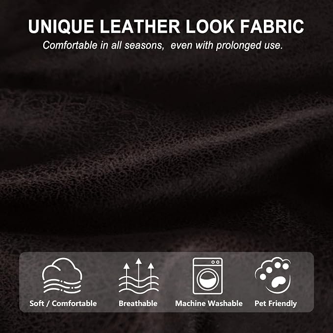 ANARACHON Leather Look Recliner Couch Cover, 8-Pieces Stretch Recliner Sofa - Image 5